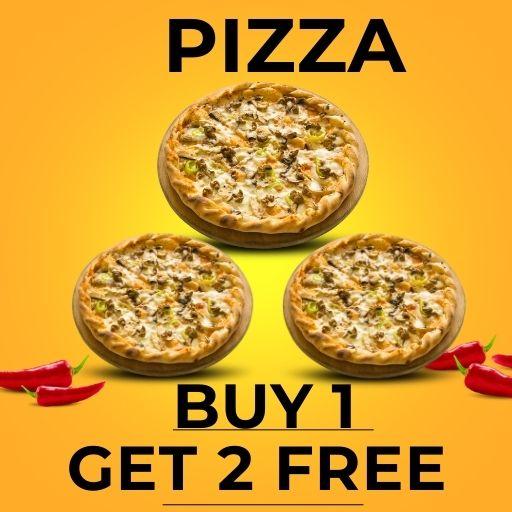 Buy 1 Giant Pizza &Get 1 Medium & 1Regular Pizza Free( Same or Lesser Value)