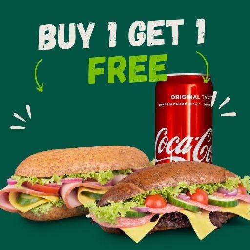 SUB : Buy One Sub & Can Drink Get Another Sub Free.