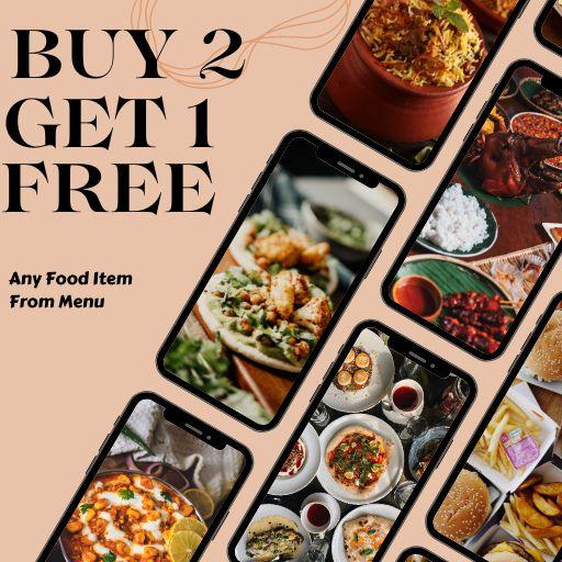 Buy 2  Any Items From Menu & Get 1 Item Free