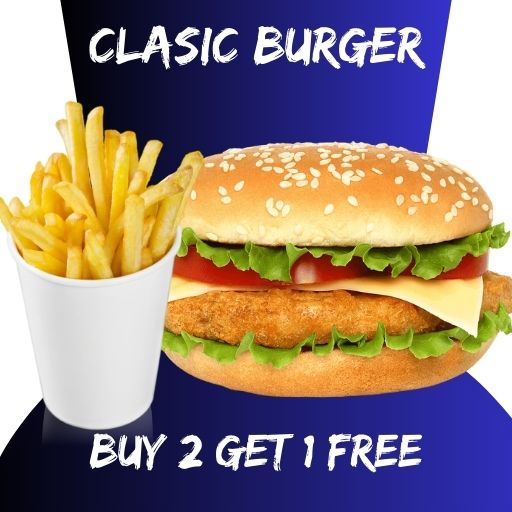 Buy 2 Classic Burger & Get 1 Small Salted Fries Free