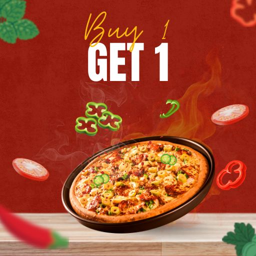(MEDIUM / LARGE) PIZZA : Buy 1 & Get 1 Free (not Valid on Margherita )