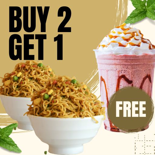 Buy 2 Tadka Cheese Maggi & Get 1 Strawbery Milk Shake Free