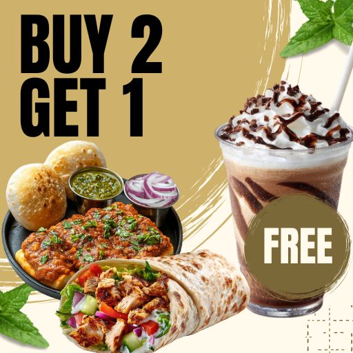 Buy 1 Paneer Tikka Pav + Paneer Cheese Frankie & Get 1 Chocolate Cold Coffee Free
