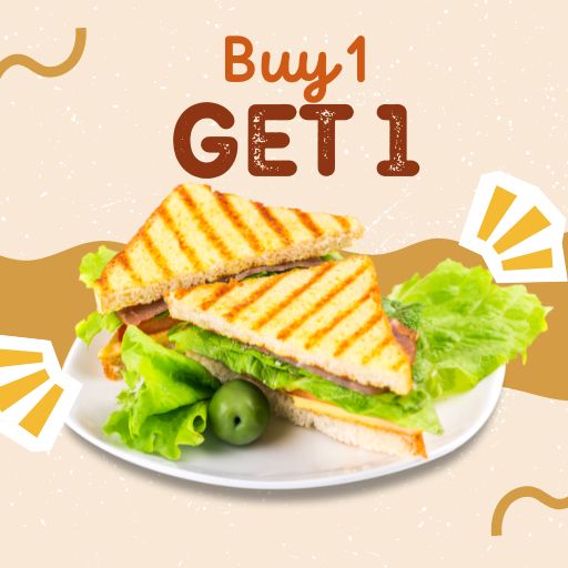 Sandwich (Pineapple Jam & Ice Cream / Chocolate & Ice Cream / Veg Club) : Buy 1 & Get 1 Free