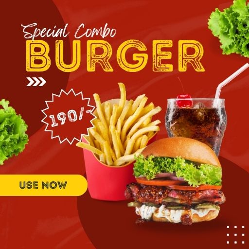 Combo @ 190/- Only : 1 Classic Cheese Burger + Peri Peri Fries + 250ml Cold Drink