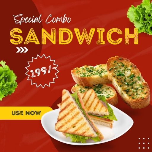 Combo @ 199/- :  Cheese  Chilli Griled Sandwich + Cheese Garlic Bread