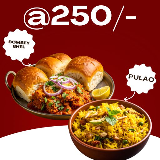 Combo @ 250/-  Only : Pav Bhaji + Veg. Pulao