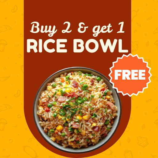 Veg. Rice Bowl : Buy 2 & Get 1 Free (Valid on Same Category)