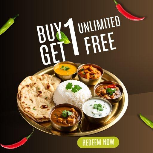 Unlimited Thali Lunch Time : Buy 1 & Get 1 Free