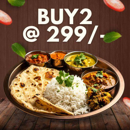 Dinner Combo for Couple : Get 2 Special Thali @ just 299/- Only