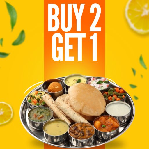 Gujarati Thali (Lunch) Offer: Buy 2 & Get 1 Free Gujarati Thali (Lunch) Offer: Buy 2 & Get 1 Free