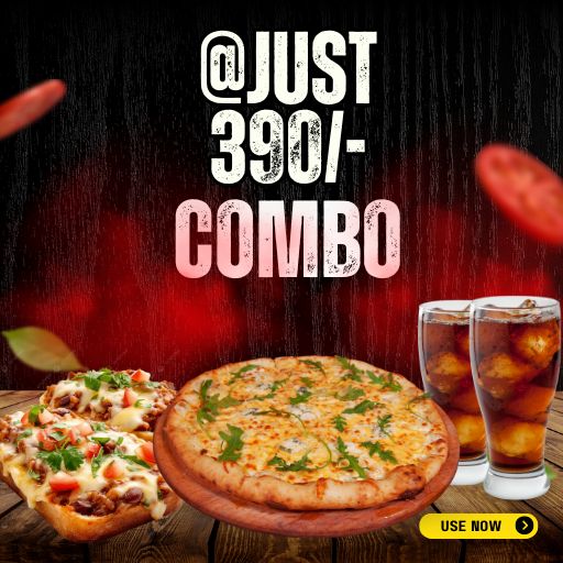 Combo @ Just 390/- : 25cm Medium Pizza + 1 Supreme Toasty + 2 Cold Drink