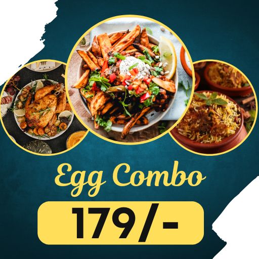 EGG COMBO @RS 179 (EGG BHURJI, EGG KHEEMA, EGG PULAO, PAPAD, CHASS, TANDORI ROTI-3 OR CHAPATI-4)