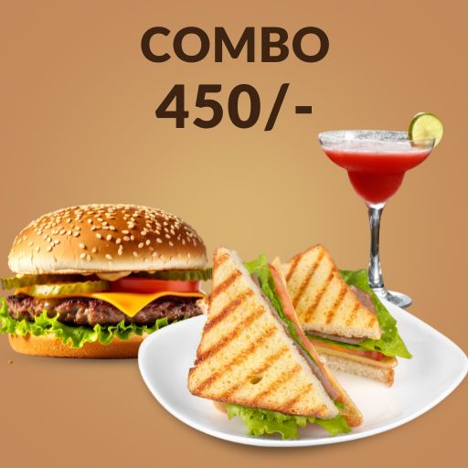 Combo @ Just 450/- :  Burger + Sandwich + Mocktail