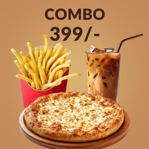 Combo @ Just 399/- : 1 Pizza + Peri Peri Fries + BT Special Cold Coffee