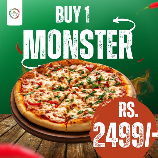 Buy 1 30" Monster Pizza @ Just 2499/- ( 2 Hous Advance Booking Required, Choose Any 4 Flavours)