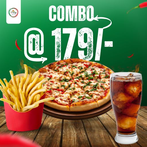 Combo (11AM-8PM) @ Just 179/- : 1 Single Affair Pizza + Salted Fries +250ml Beverages