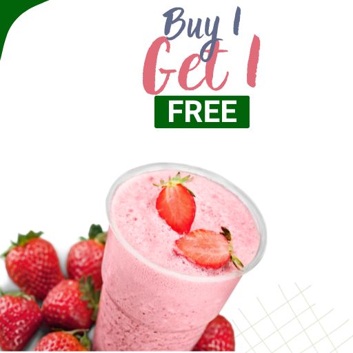 Strawberry Milk Shake : Buy 1 & Get 1 Free