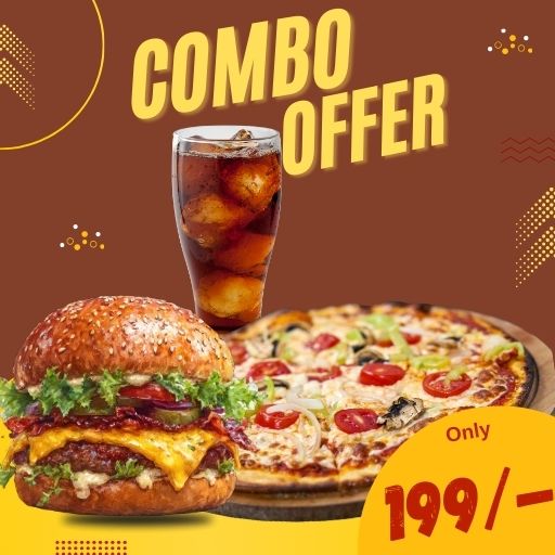 Combo @ Just 199/- : Mr.Crispy Burger + Margherita Pizza + 250ml Cold Drink
