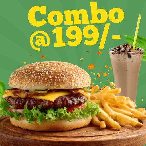 Combo @ Just 199/- : 1 Paneer Tikka Burger + Salted Fries + Cold Coco