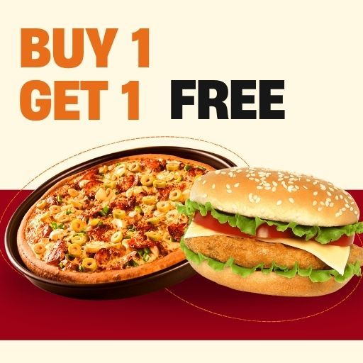GOURMET BURGER / PIZZA : Buy 1 & Get 1 Free.