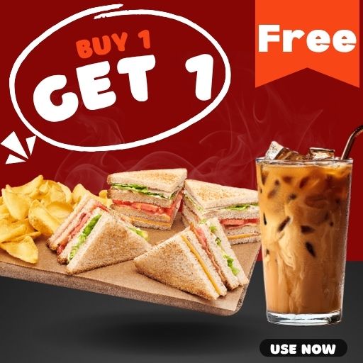 Buy 1 any Club Sandwich & Get 1 Cold Coffee Free