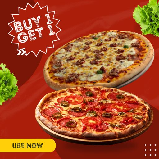 12" Pizza  Offer : Buy 1 & Get 1 Free