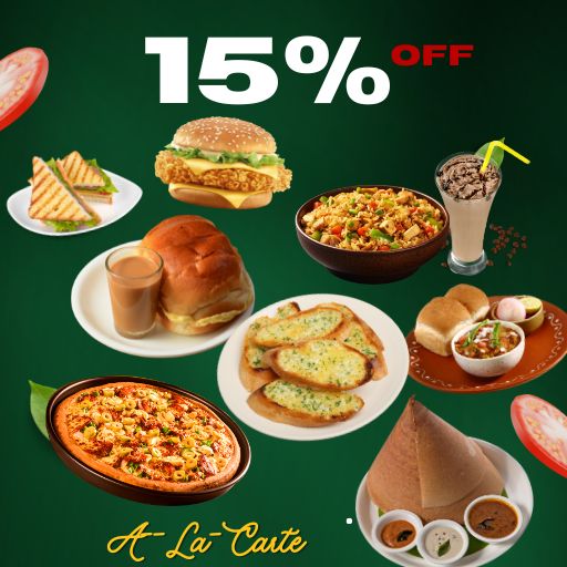 A-La-Carte Offer: Flat 15% Off on 1000/- And Above