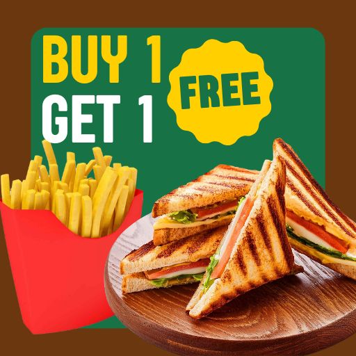 Buy 1 3 Slice Sandwich & Get 1 Franch Fries Free Buy 1 3 Slice Sandwich & Get 1 Franch Fries Free