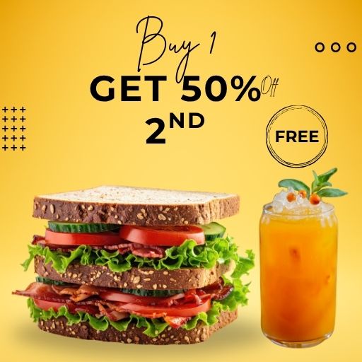 Buy 1 Any Sandwich & Get 50% Off on Mocktail / Iced Tea