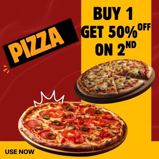 Pizza (Medium / Large)  : Buy 1 & get 50% off on 2nd