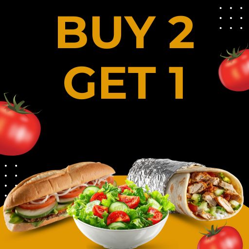 Sub/Salad/Wrap : Buy 2 & Get 1 Free (Not Valid on Cheesy Fiest / Cheesy Pepper Jack)