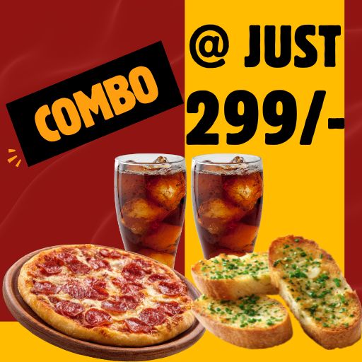 Couple Meal @ 299/- : 1 Medium Pizza + Stuffed Garlic Bread + 2 Cold Drink